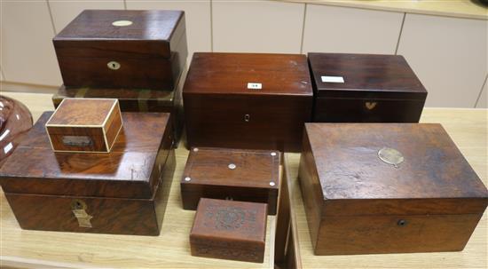 Ten various 19th century boxes